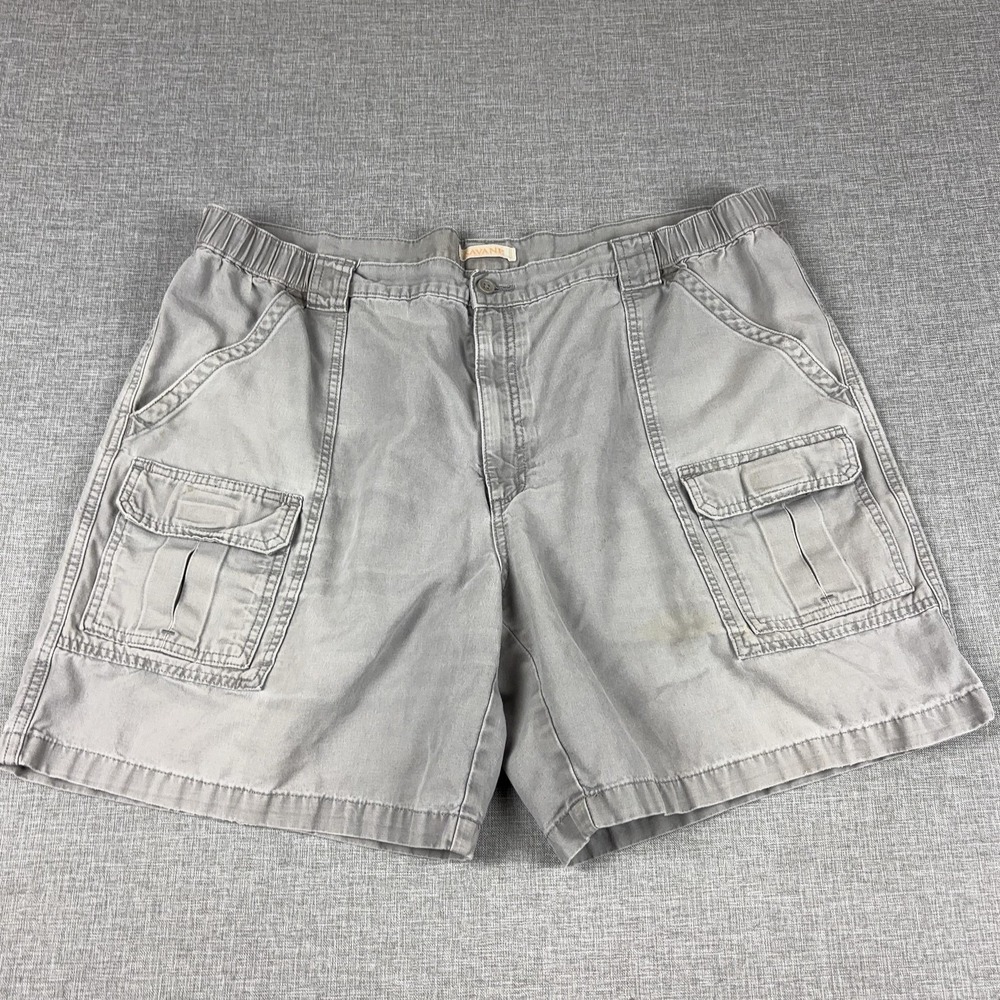Savane Shorts Mens 42 Gray Cargo Canvas Flat Front Relaxed Fit 7 Inseam Casual